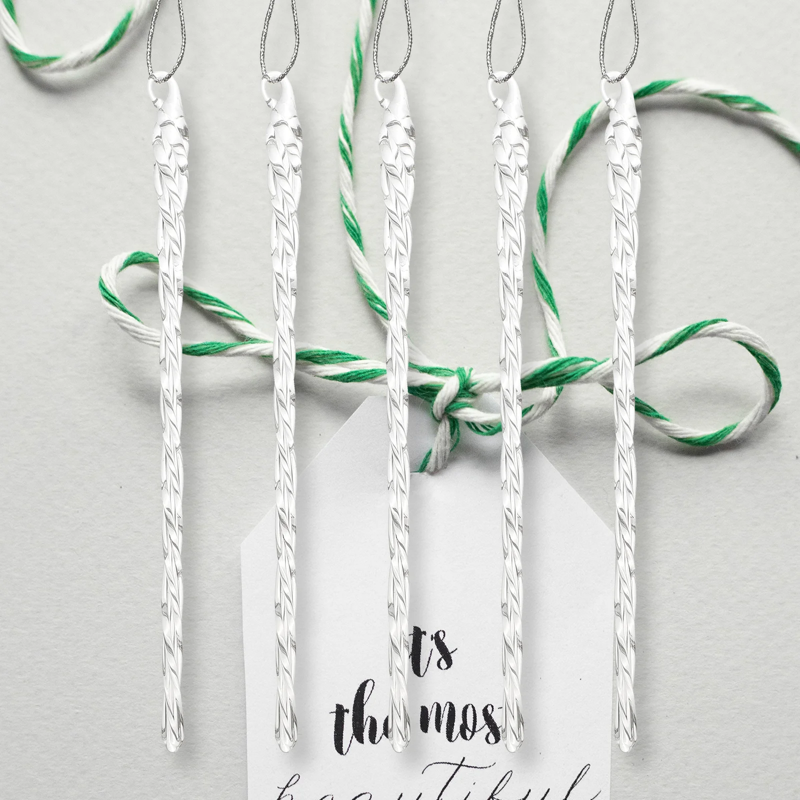 

10 Pcs Christmas Hang Icicles Party Small Ornaments Hanging Decoration Glass Pendant