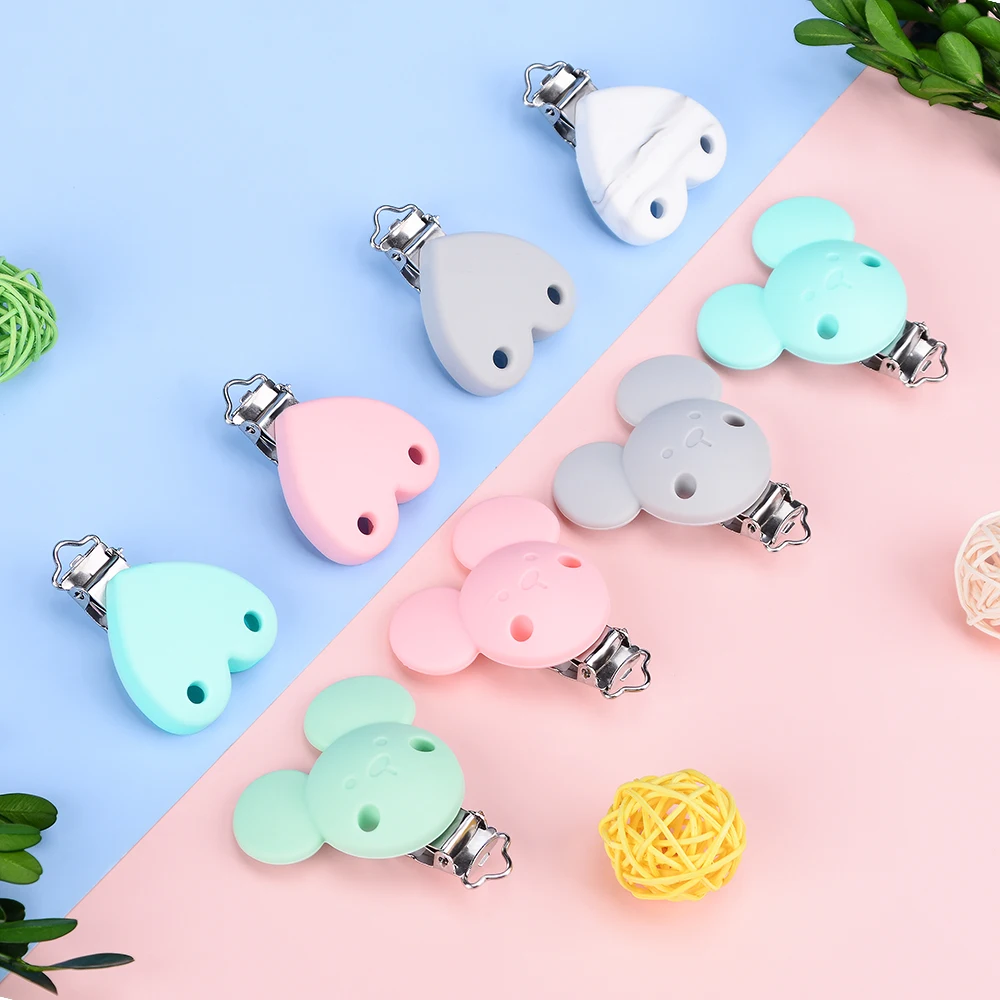 LOFCA 3pcs Silicone Heart Shape Clip And Silicone Mouse Clip Food Grade Silicone clip bpa free used for make jewelry accessories