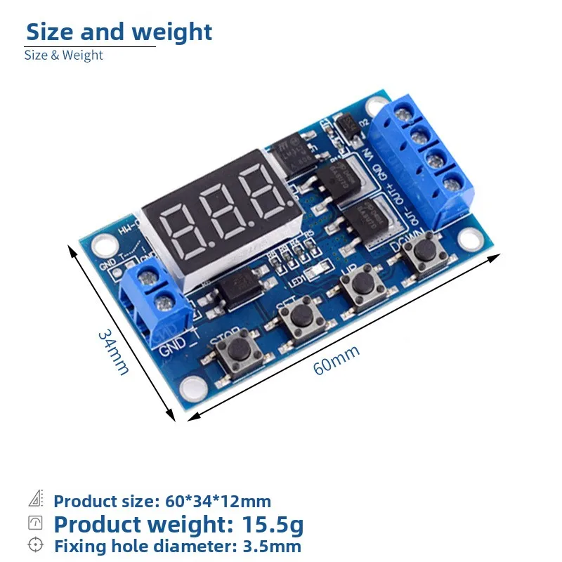 Trigger Cycle Timer Delay Switch Circuit Dual MOS Control Board 12 24V Relay Replacement