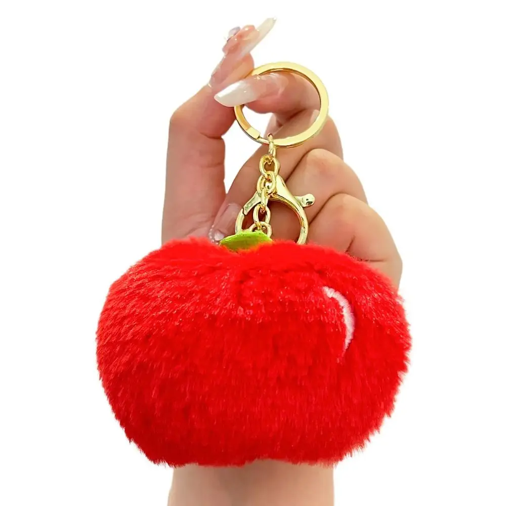 Portachiavi con ciondolo per zaino, portachiavi con frutta in peluche soffice, morbido e divertente, portachiavi per bambola di peluche, carino, colorato, morbido, pesca, portachiavi per auto