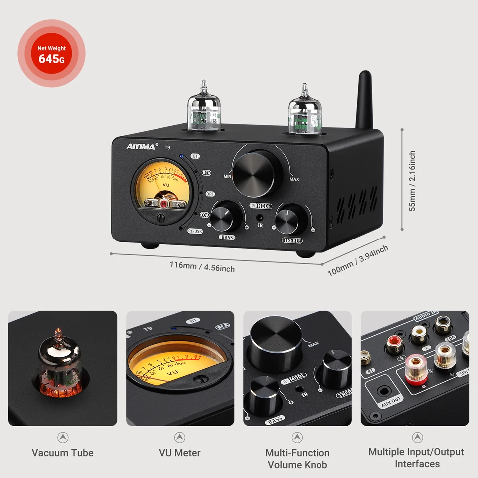 AIYIMA T9 100W HiFi Vacuum Tube Amplifier
