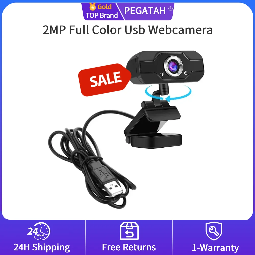 كاميرا ويب PEGATAH 1080P مع ميكروفون، كاميرا كمبيوتر USB لمؤتمر مكالمات الفيديو، تكبير Skype البث المباشر للكمبيوتر المحمول