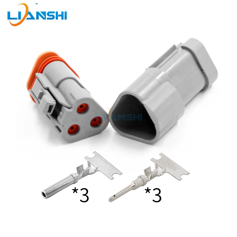 DT06-3S-E003/DT04-3P-E003 car connector 3-hole male and female waterproof wire harness connector flat tail cover with terminal