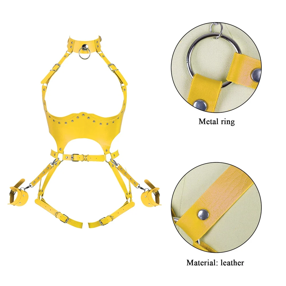 Arnés de Bondage de cuero para mujer, conjunto de lencería ajustable, medias de correa, arnés de cintura a pierna, ligas de muslo, cinturón