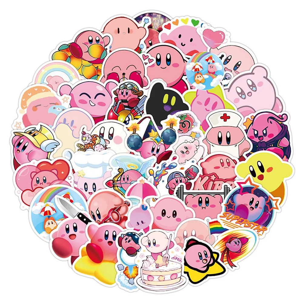 10/30/50pcs Game Kirby Cartoon Stickers Decals Waterproof DIY Laptop Luggage Phone Skateboard Waterproof Cool Decals Kids Toys