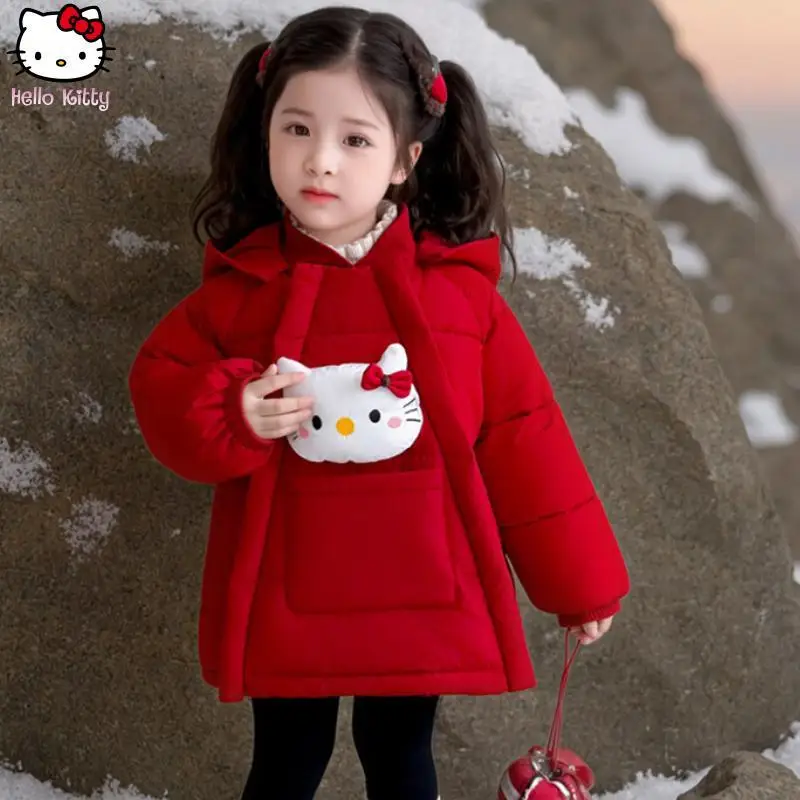 

Girl Kawaiikt Cat Warm Hooded Cotton Coat Anime Autumn Winter New Cartoon Children's Thickened Quilted Jacket Cotton Jacket Tops