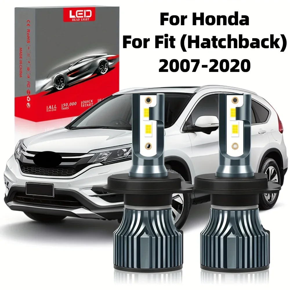 

Fit For Honda Fit (Hatchback) (2007-2020), H4 Hi/Lo Beam All In One Bright LED 6000K White 400% Brighter Mini Size, 2pcs