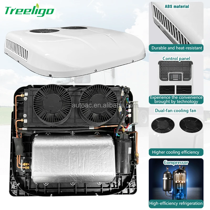 

New Roof Top Air Conditioner 12v 24v Parking Sleeper Truck Excavator Bus Rv Car Tractor Air Conditioner For Minibus Trucks