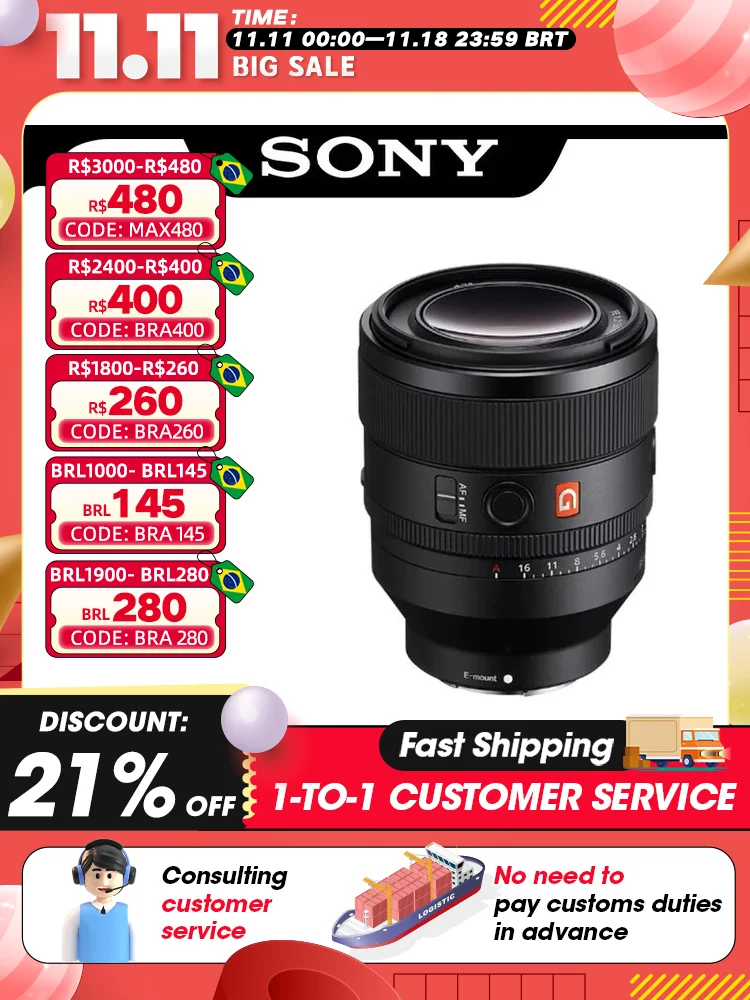 Sony 50mm F1.2 GM Standard Prime Lens Large Aperture Mirrorless Camera Lens For A6000 A6300 A6400 A7 III SEL50F18F/2