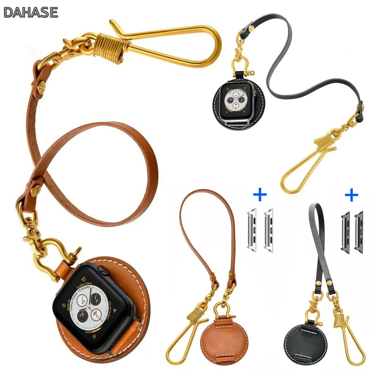 Calfskin Pocket Watch Strap For Apple Watch Series 11 10 9 8 7 6 5 4 SE Ultra Genuine Leather Band Long Wrist Strap Bracelet