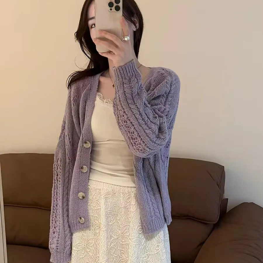 

Sweet Casual Open Cardigan Cover up Spring 2026 New Korean Sle Slimming Loose Women's Top Outerwear Breathable Long Sve