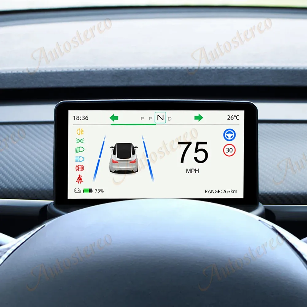 4.6 Inch Android Digital LCD Touched Dashboard Panel Virtual Instrument For Tesa- Model 3 Y Support Screen Center Speedometer