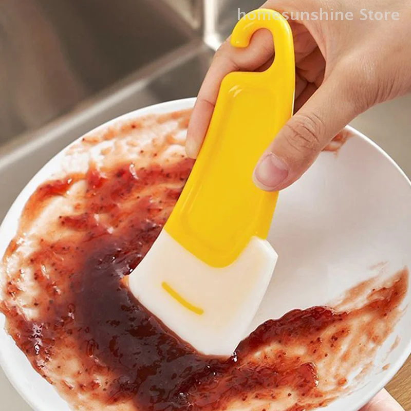 Kitchen Cleaning Scraper With Hanging Hole Portable Scraping Knife For Oil Stain Cleaner Rabbler Soft Silicone Head Drawknife