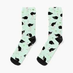 Calcetines de fútbol con patrón de avestruz, antideslizantes, felices, personalizados, para hombre y mujer