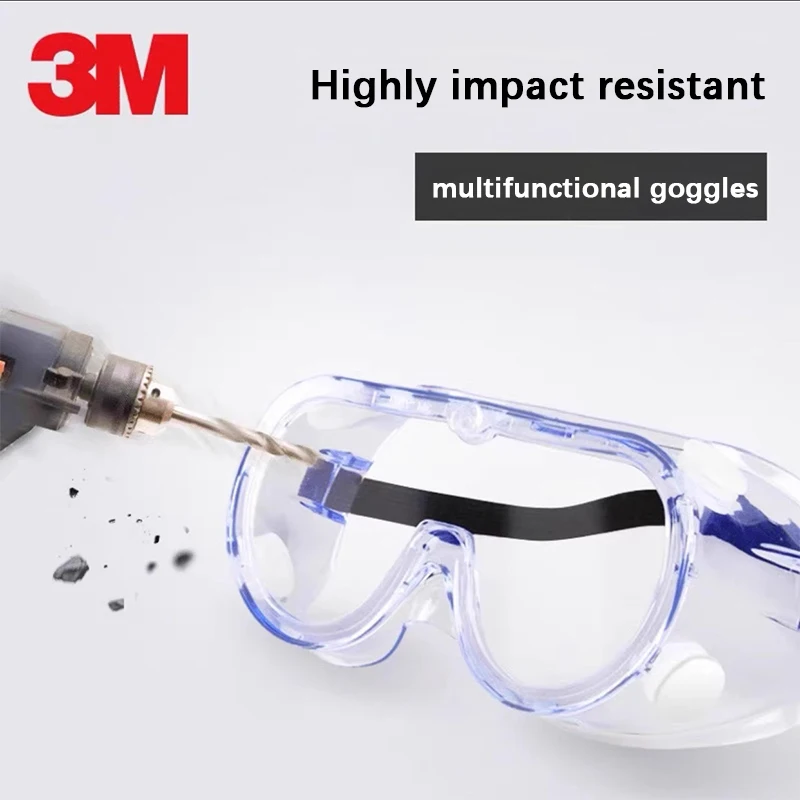 3M】Safety Goggle Anti Splash Dust Proof Work Lab Eyewear Eye Protection Industrial Research Safety Glasses Clear Lens