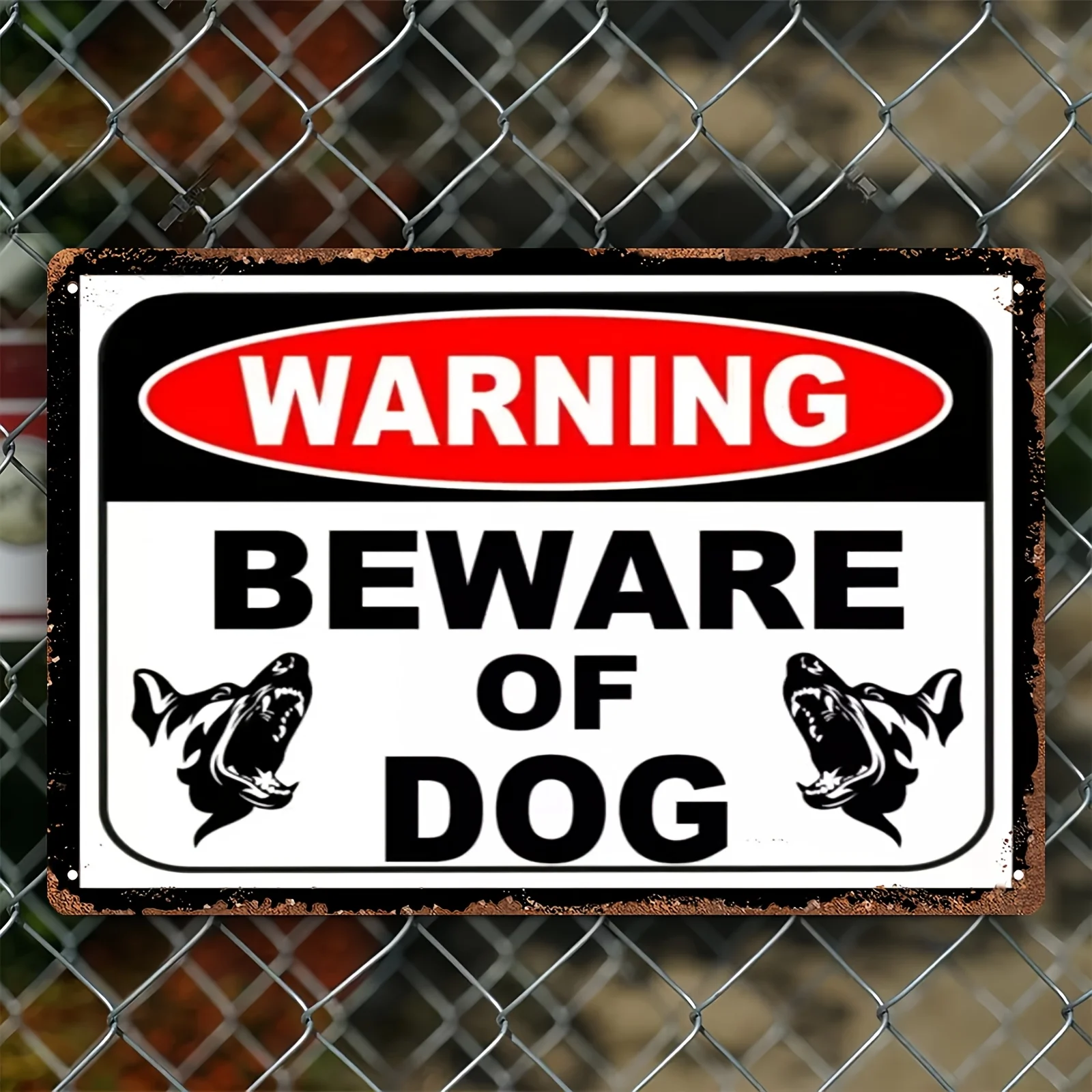 Vorsicht vor dem Hund, Sicherheitsdienst - Metall-Blechschild, ungerahmte Warnschilder für die Heimdekoration