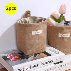 2Pcs Cotton And Linen Fabric Storage Bag Wall Hanging Storage Bag Hanging Pocket Behind The Door Dormitory Mini Cloth Bag