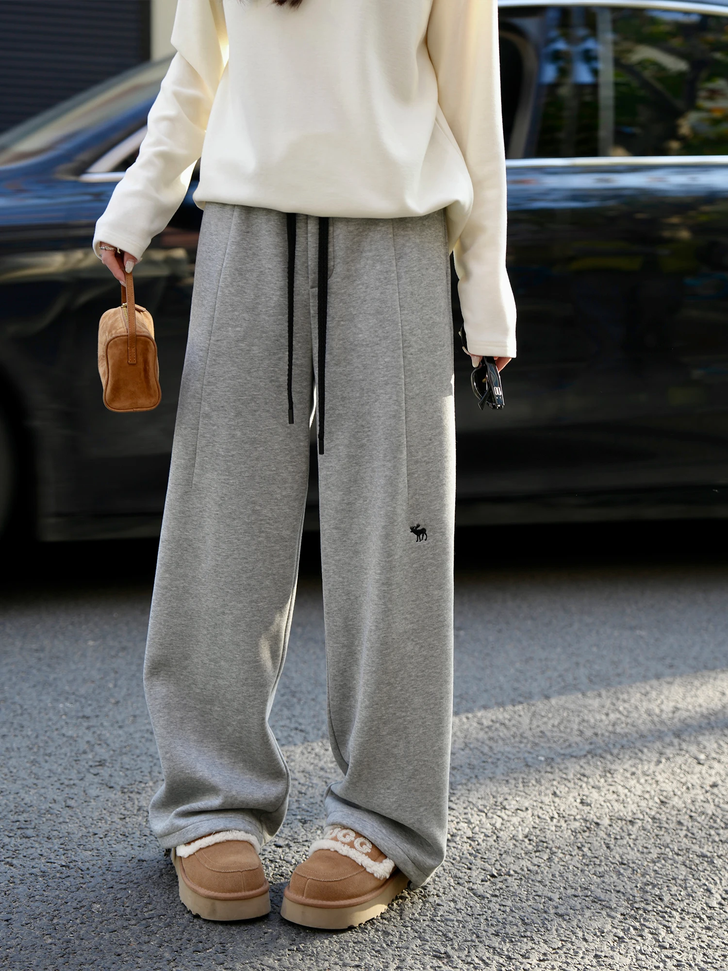 

Женские зимние повседневные брюки с широкими штанинами и подкладкой, на резинке, с завязками, из смесового полиэстера и хлопка, с высокой талией