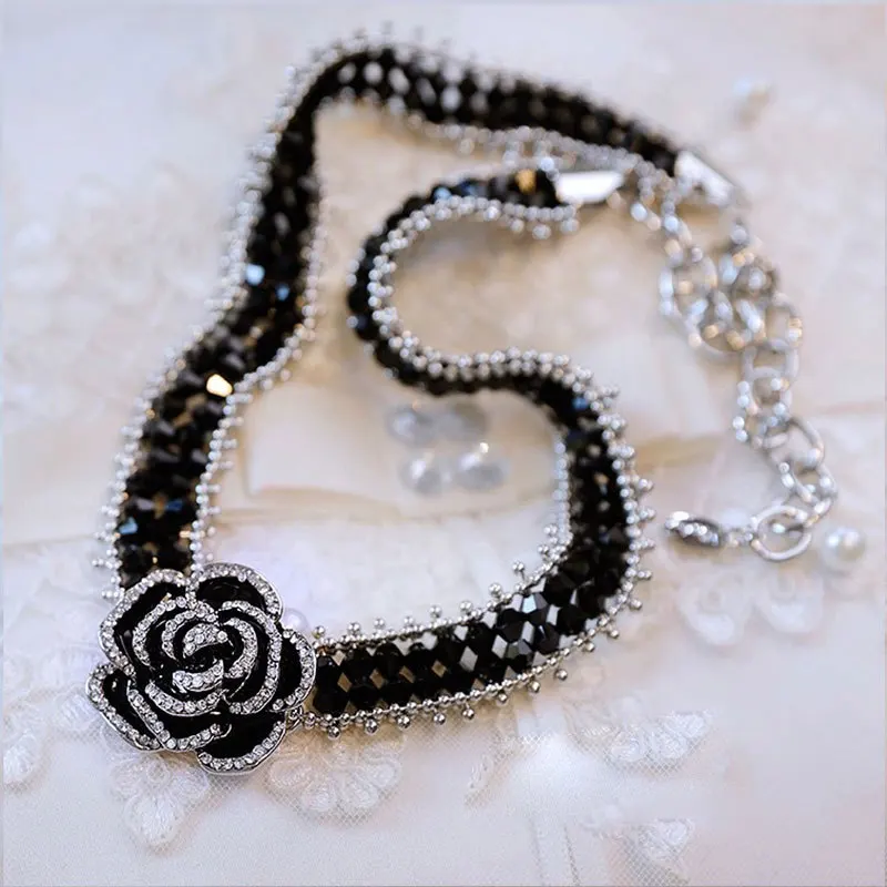 قلادة كاميليا الكلاسيكية للنساء ، مجوهرات فاخرة ، سلسلة طوق ، أساور كريستال المياه ، موضة جديدة