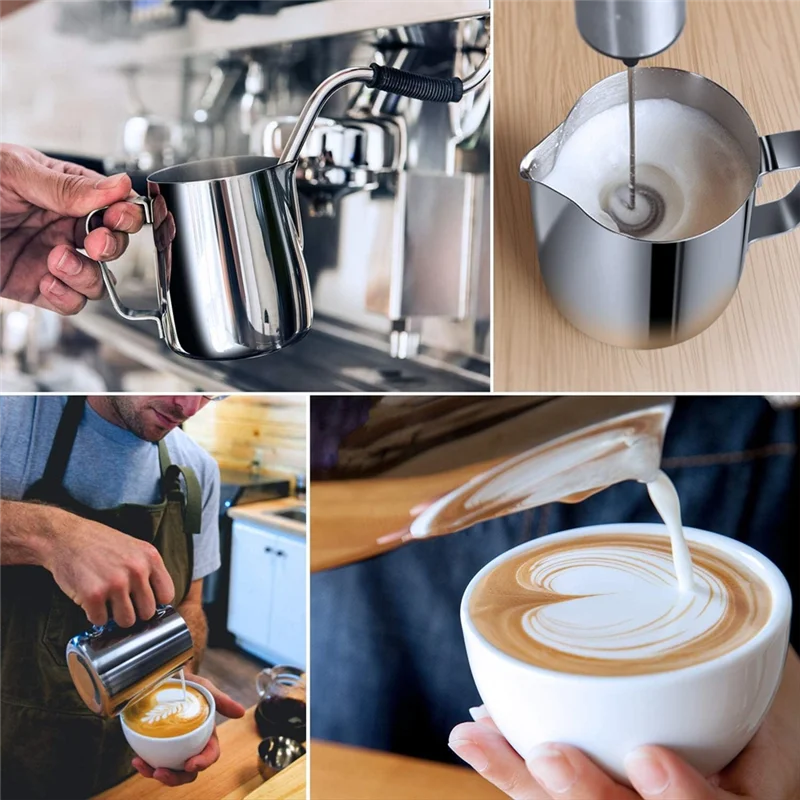 ABJN-Milk Coffee Cappuccino Latte Steaming Pitcher, Milk Frothing Pitcher, Thicker Version 350Ml 12Oz Stainless Steel