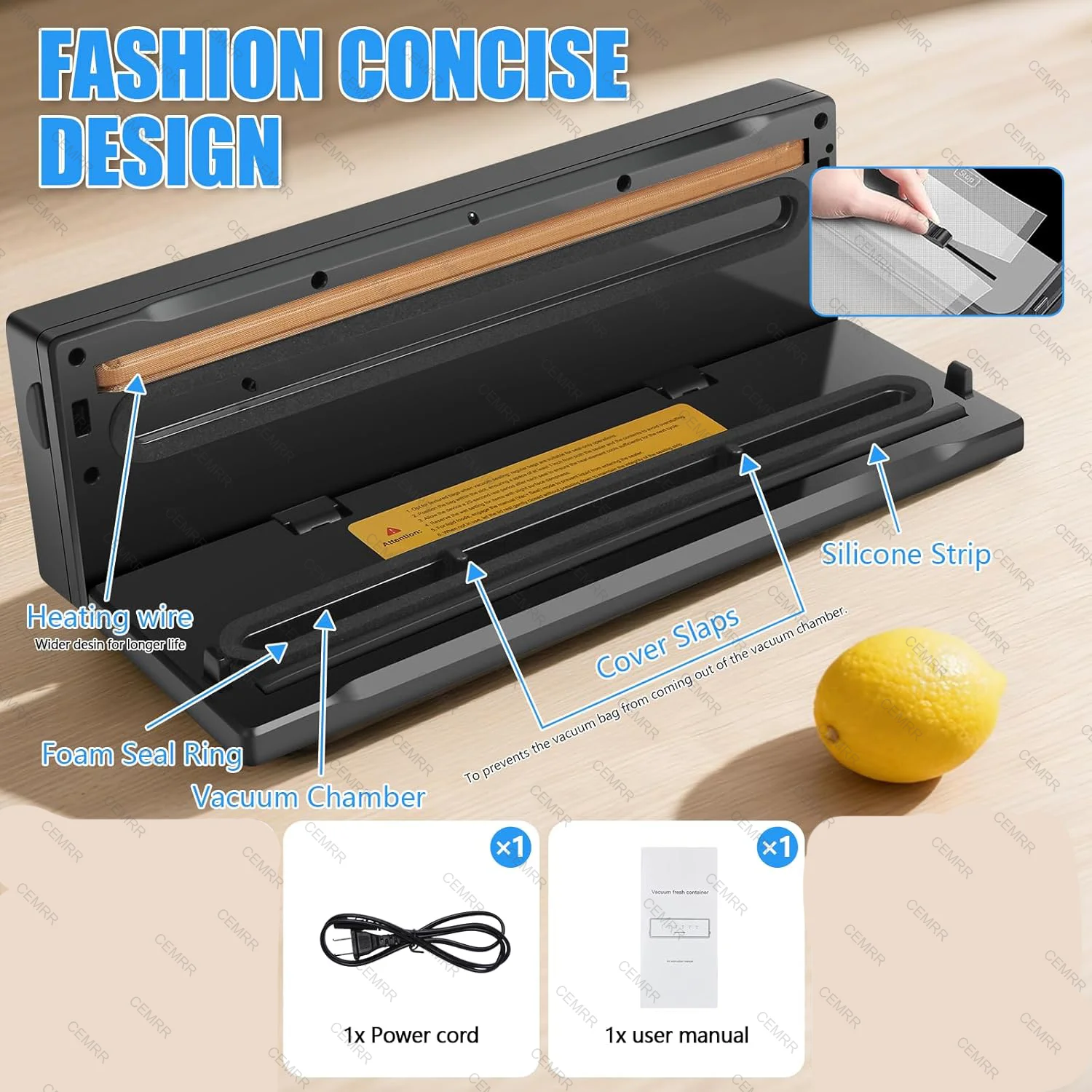 Food Sealing Sealing Machine Built-in Vacuum Bags Kitchen Food Storage Seal Touch Button Dry/Wet Electric Vacuum Sealer Machine