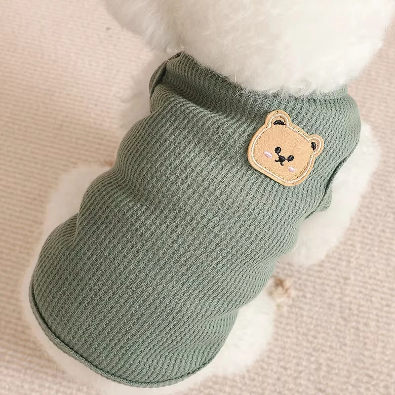 Embroidered Bear vest Pet dog clothes Cat Clothes Puppy Chihuahua Breathable Pug pet vest