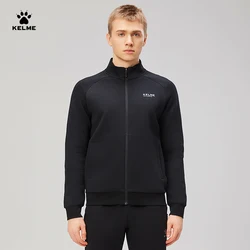 Kelme Men's Stand Collar Knitted Jacket Stretch Training Jacket Outdoor Running Sports Cardigan Jacket Basketball Long Sleeve