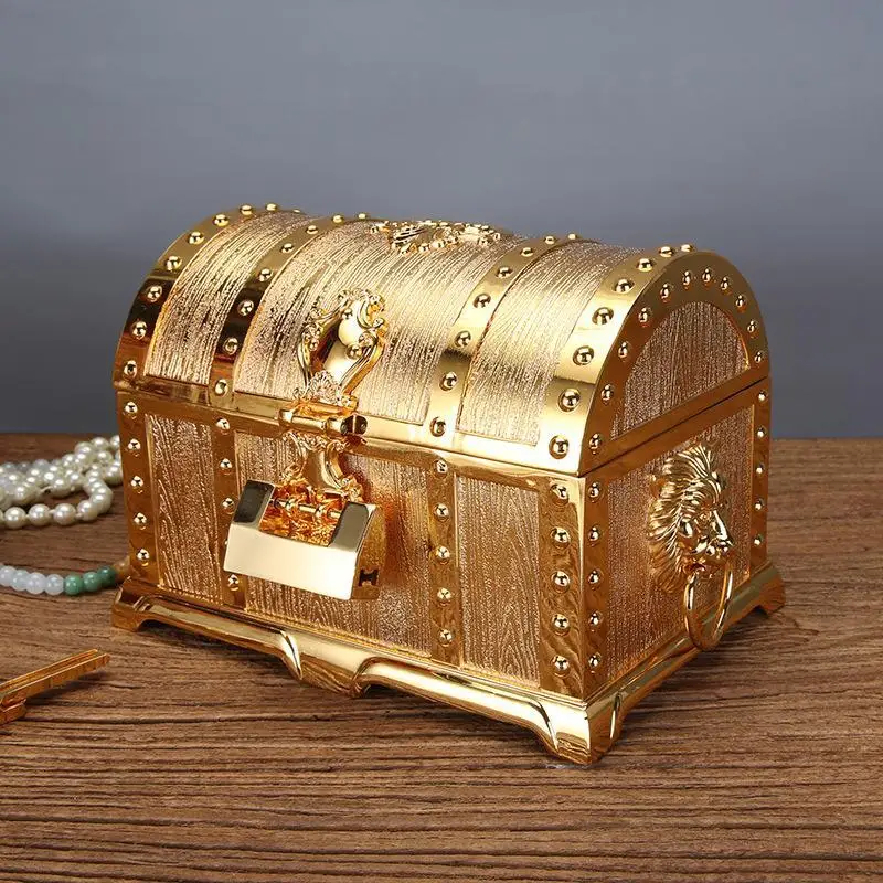 Pirate Storage Box Jewelry Box Large Retro Chinese Style Wedding Jewelry Box Alloy Hand Holding Jewelry Storage Box with Lock