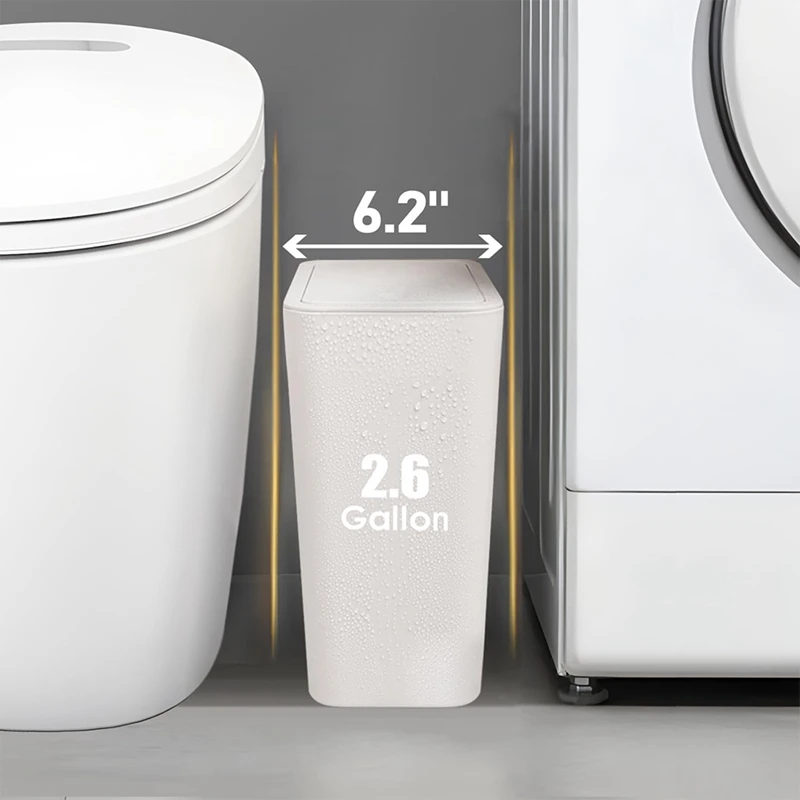 Bathroom Trash Can with Lid,Slim Garbage Can, Small Trash Bin Waste with -Up Lid for Kitchen, Bedroom, Living Room B-AD23