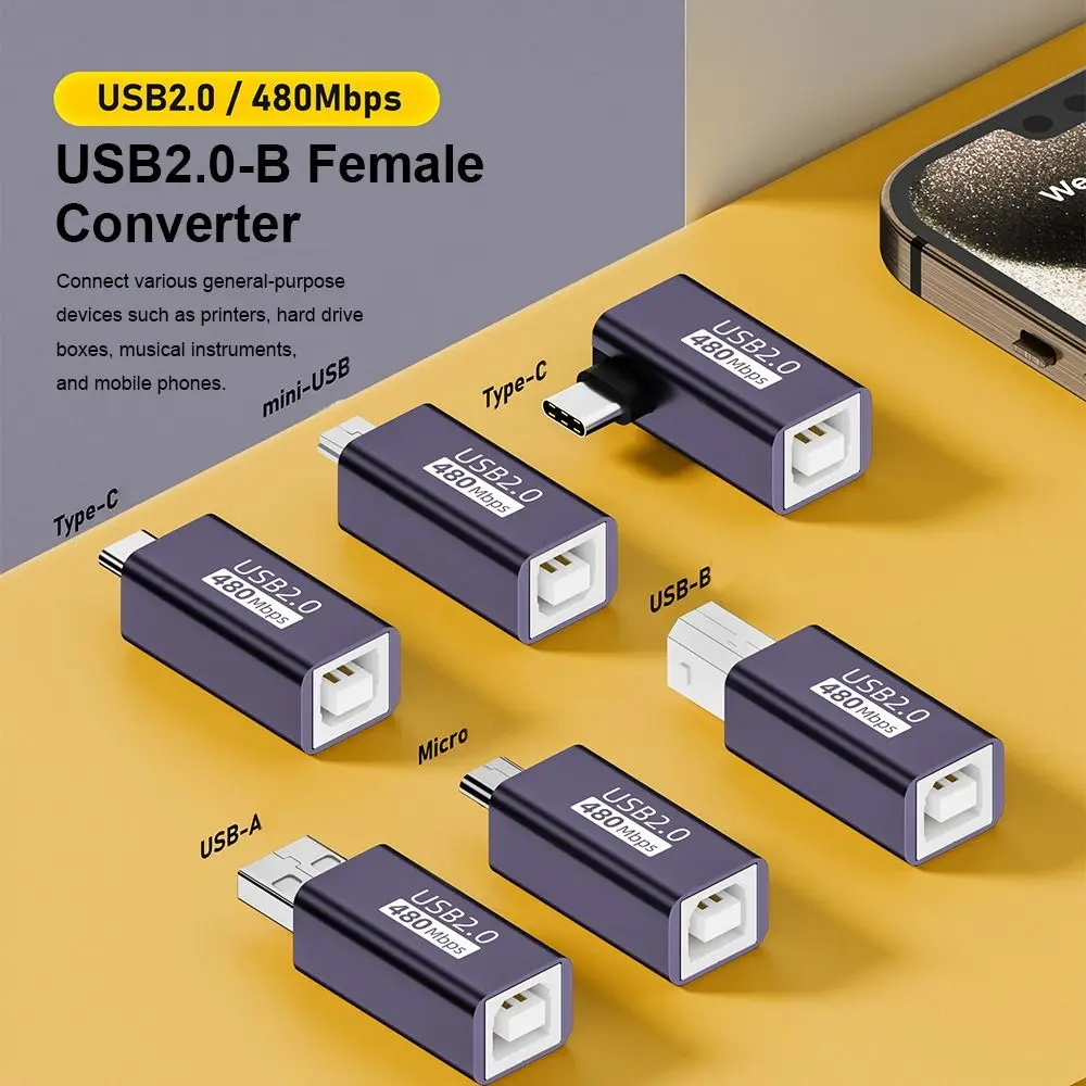 Зарядка от USB-B до Type-C, преобразователь под углом, Женский на мужской, фотографический сканер для фортепиано, микроразъем
