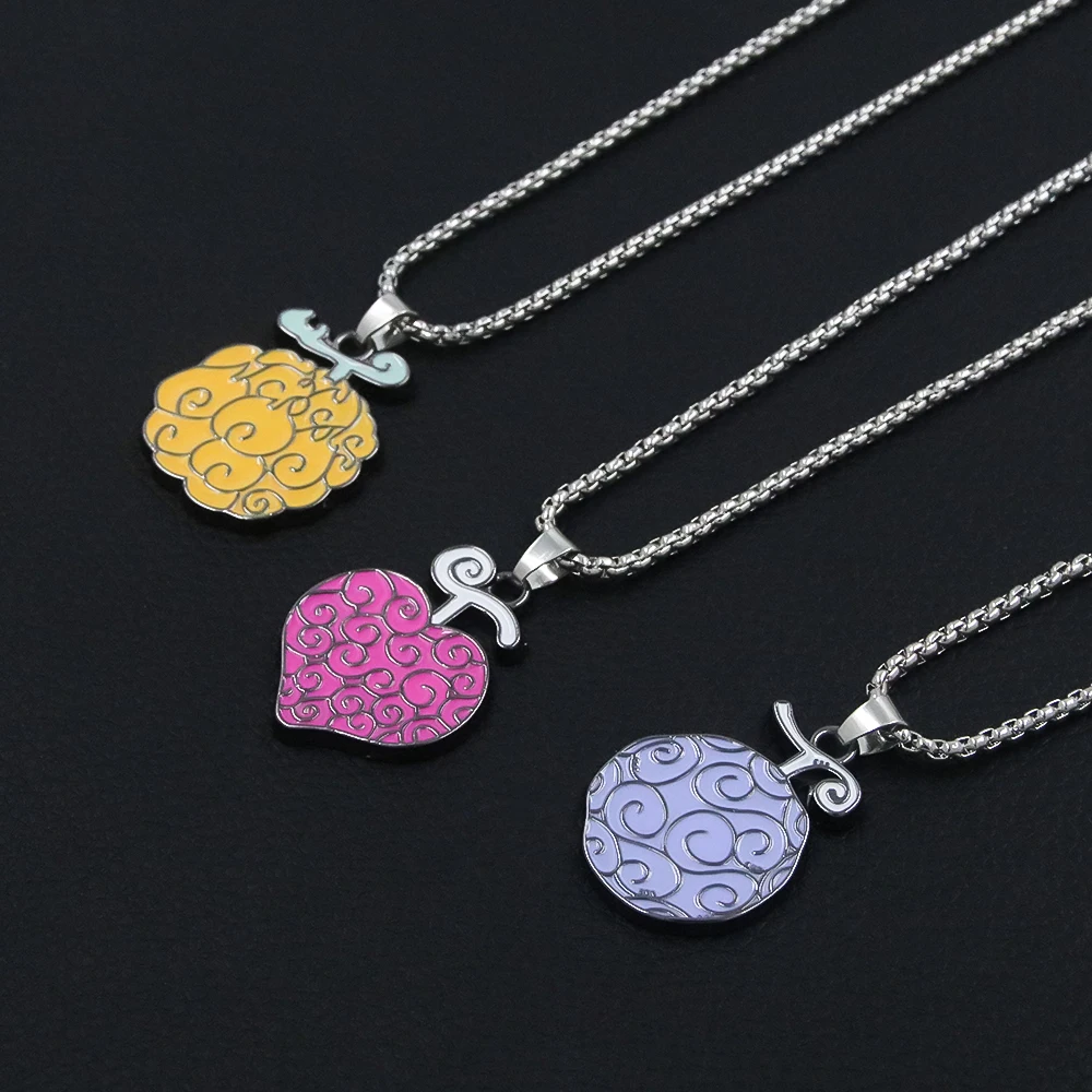 Anime Pirate Keychains for Women Men Metal Keychain Necklaces Ace Law Cursed Devil Fruit Jewelry Pendant Keyring Choker Collares