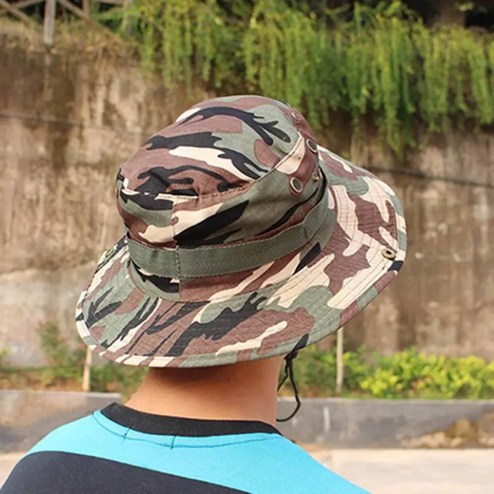 Fishing Hat Wide Brim Camouflage Fisherman Hat Adjustable Sun for Outdoor Hiking Fishing Camping