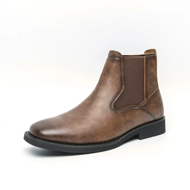 Winter Mens High Top Leather Shoes Warm Comfortable Casual Boots Anti Slip Durable Outdoor Footwear for Cold Weather