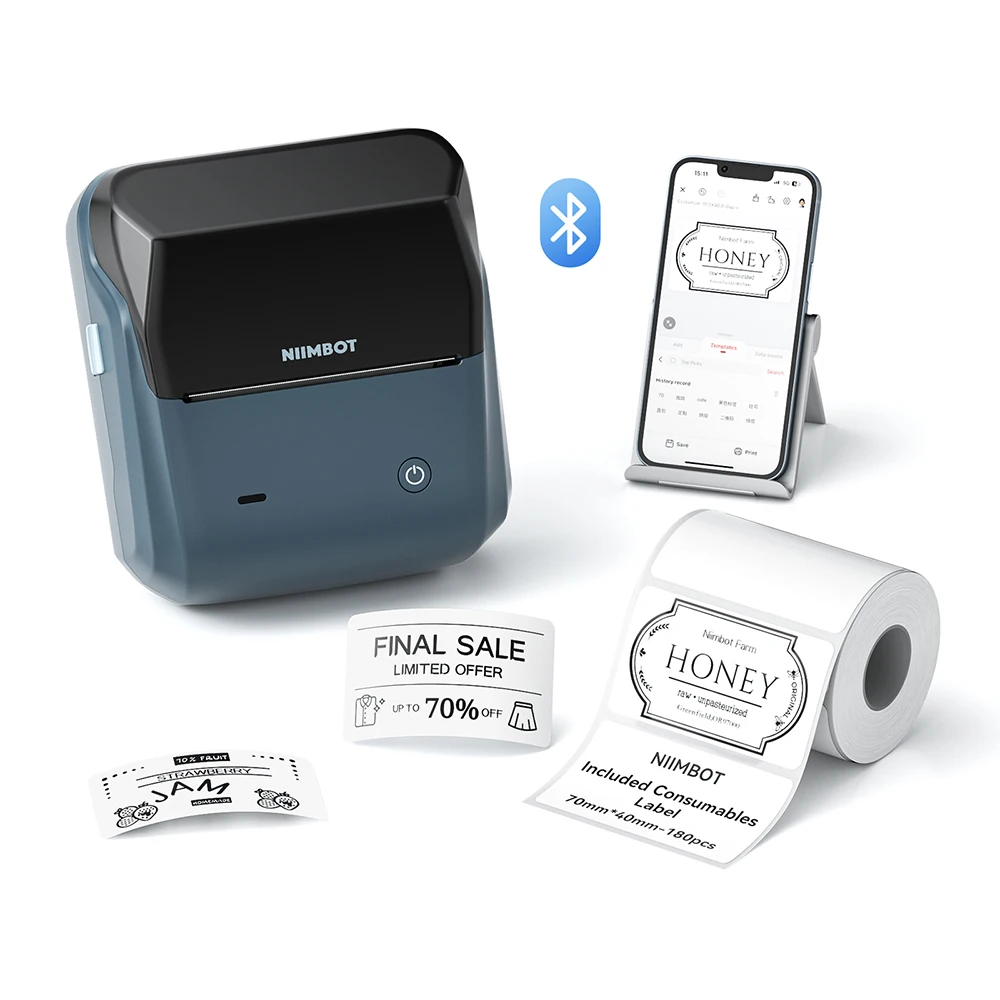 Niimbot B31 20mm-75mm Width Label Maker Portable Thermal Sticker Paper Printer Bussiness Barcode Clothing Jewelry Printer