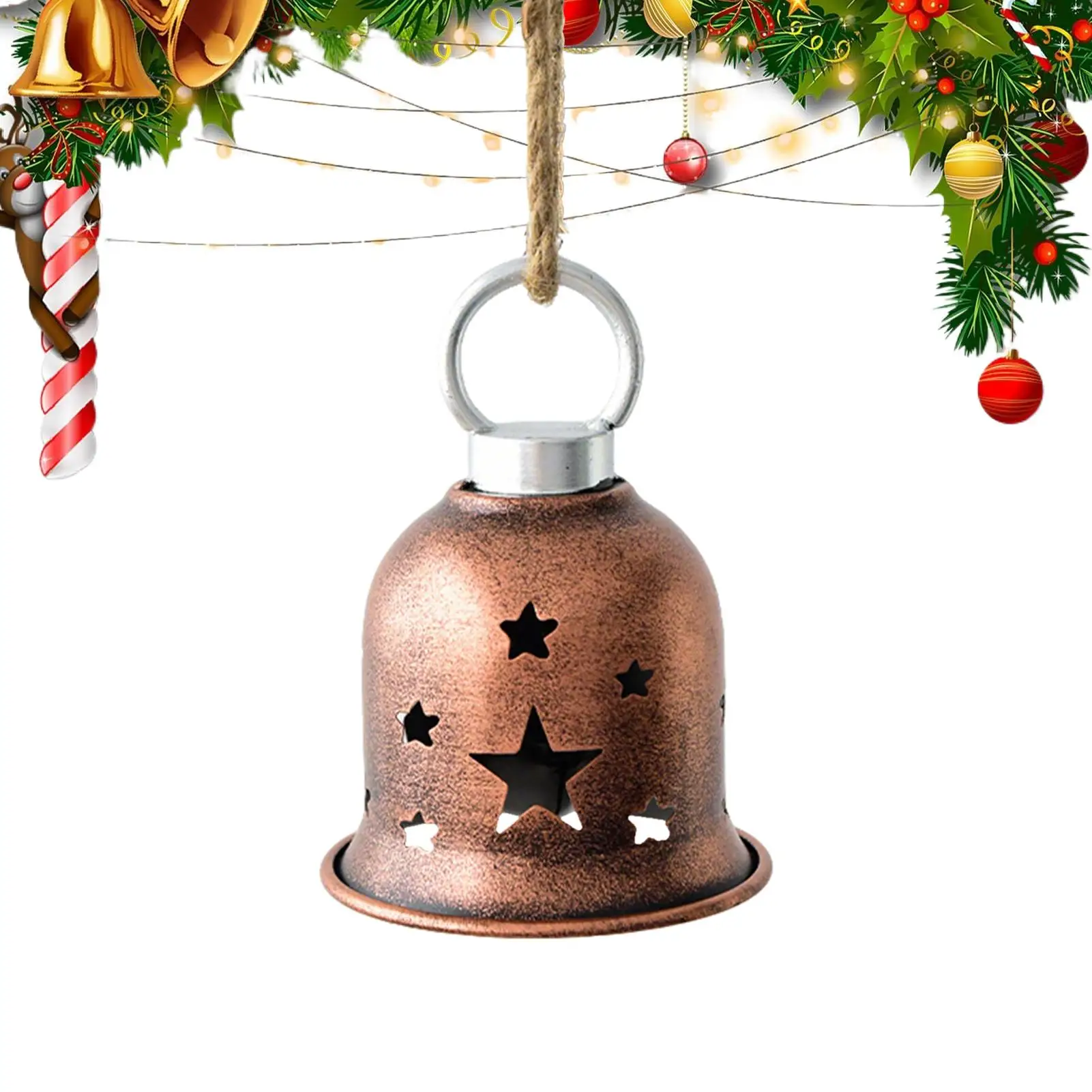 Christmas Bell Ornaments Hollow Party Pendants Tree Hangable Ornaments For Holiday Home Dinner School Restaurant Cafe Shopping