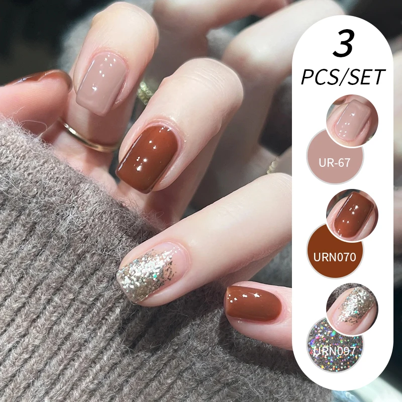 UR SUGAR 7.5ml 3PCS Nail Gel Set Autumn Glitter Nail Gel Polish Semi Permanent Varnish Nail Gel UV LED Manicure Nail Art Design