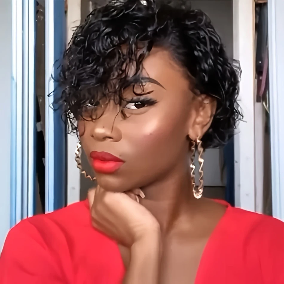 

Парики 13x4x 1 на сетке спереди, короткие кудрявые парики из человеческих волос с вырезами фея, парик из человеческих волос с водной волной для женщин, предварительно выщипанные