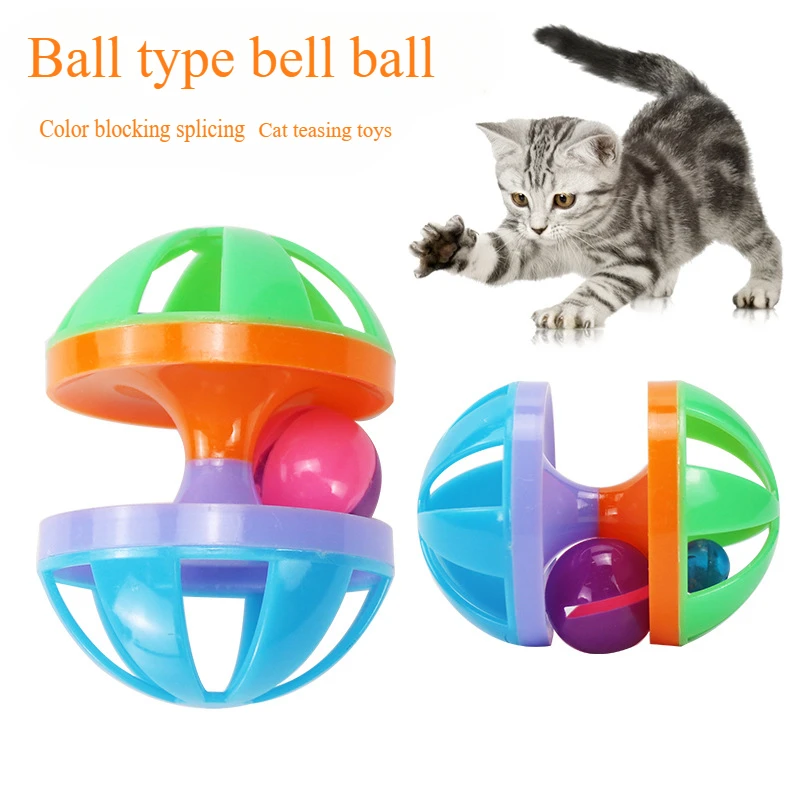 

Ball Shaped Bell Ball Cat Toy Multi-color Plastic Fun To Play Relieve Boredom Cat Toy Supplies