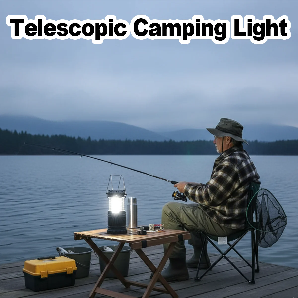 Black Camping Lantern Cob Led Telescopic Flashlight Outdoor Lanterns Battery Operated Foldable Light Portable Hanging Waterproof