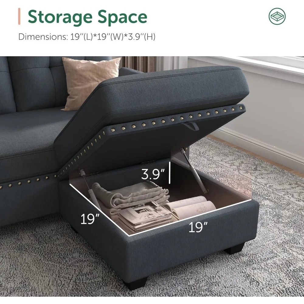 Convertible Sectional Sofa L Shaped Couch Reversible Sectional for Small Apartment,50"D x 101.6"W x 33.5"H, Living Room Sofas image 4