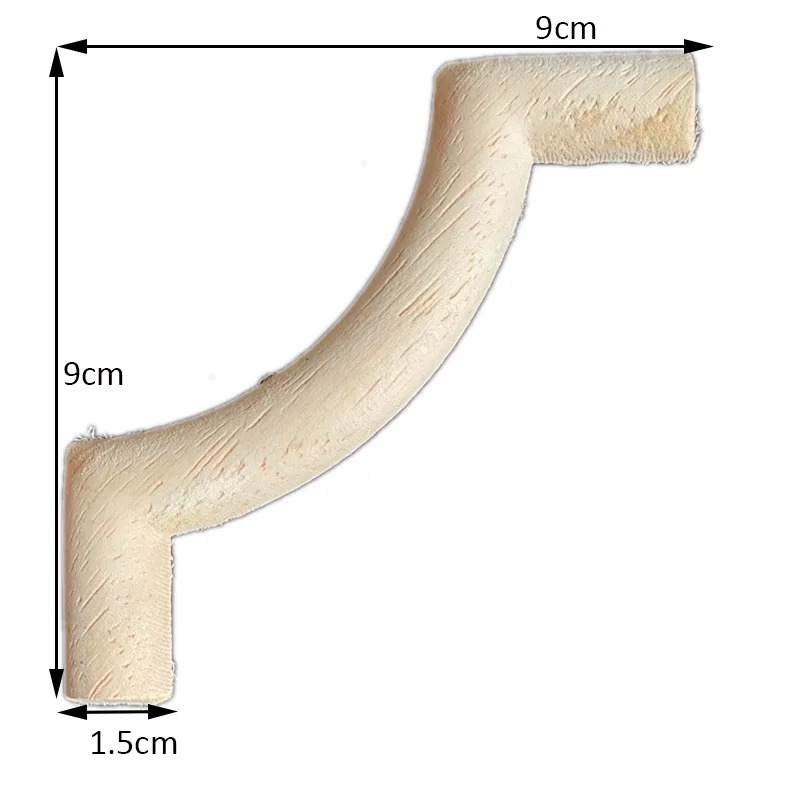 9ซม.ไม้แกะสลักมุม Onlay Applique เฟอร์นิเจอร์ผนัง Unpainted ตู้เฟอร์นิเจอร์ประตูไม่ทาสีเฟอร์นิเจอร์ตกแต่ง