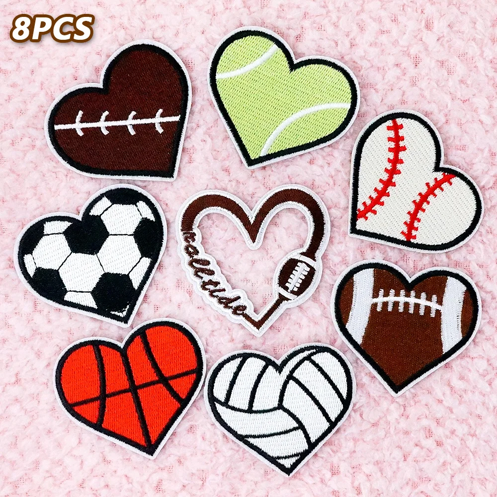 8Pcs/Lot Sport Ball Game Embroidered Patches Appliques Sewing Clothes Accessories Apparel Sewing Supplies Patch Decoration