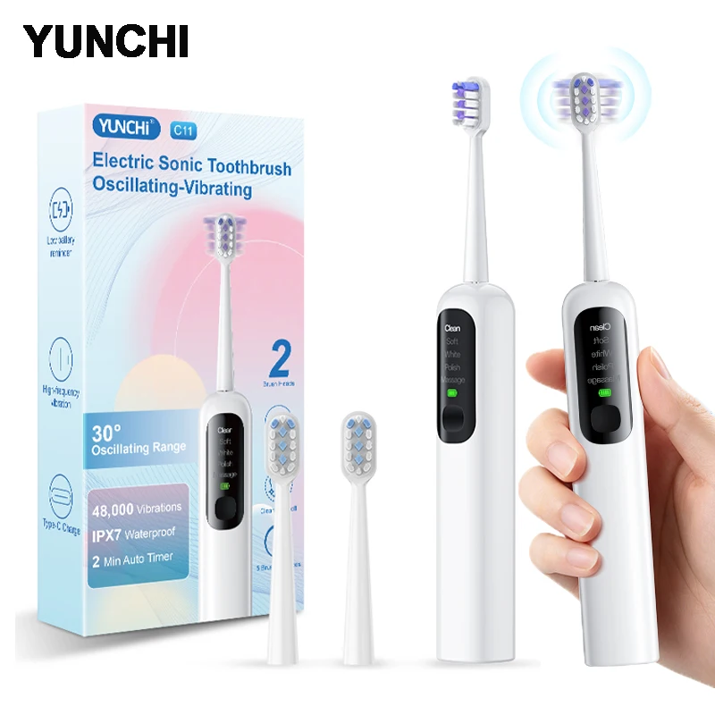 

Yunchi Sonic Electric Toothbrush 30 Scientific Swing Smart 5 Modes Ipx7 Waterproof Sonic Vibration Toothbrushes Soft Toothbrush