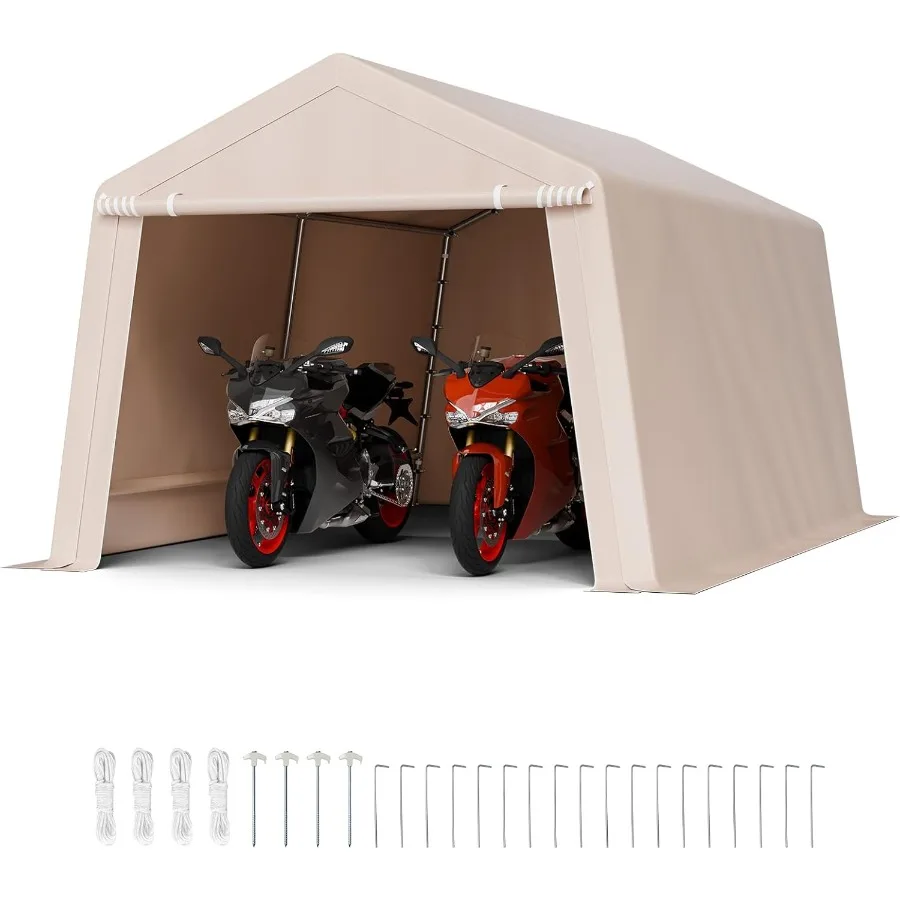 

Outdoor Storage Shed 10 x 15 ft Portable Storage Tent with Roll-up Door Vents Waterproof Canopy Shed Shelter Heavy Duty Frame I