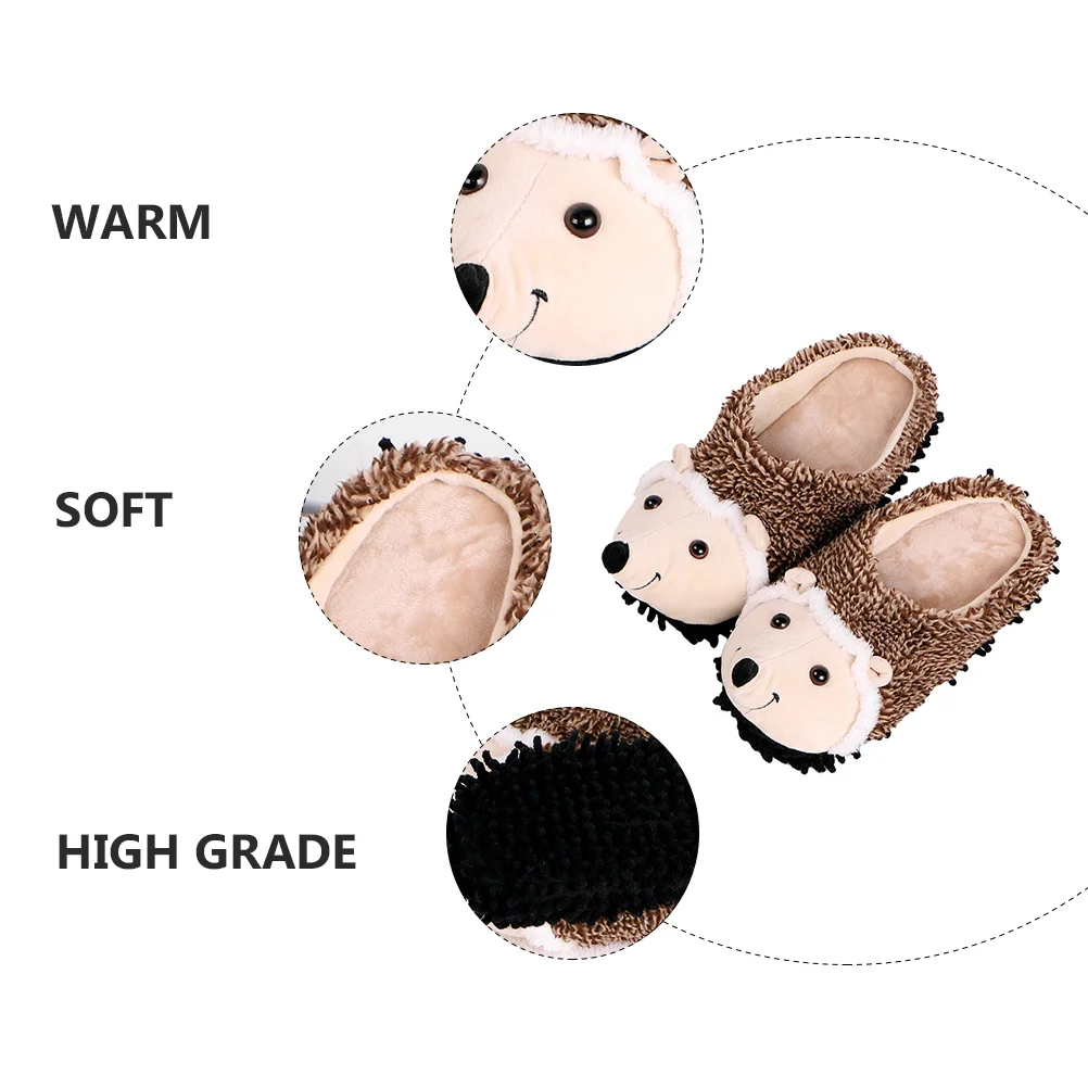 House Slippers Hedgehog Floor Warm Cute Thicken Cartoon Anti-skid Shoes Winter Lovers