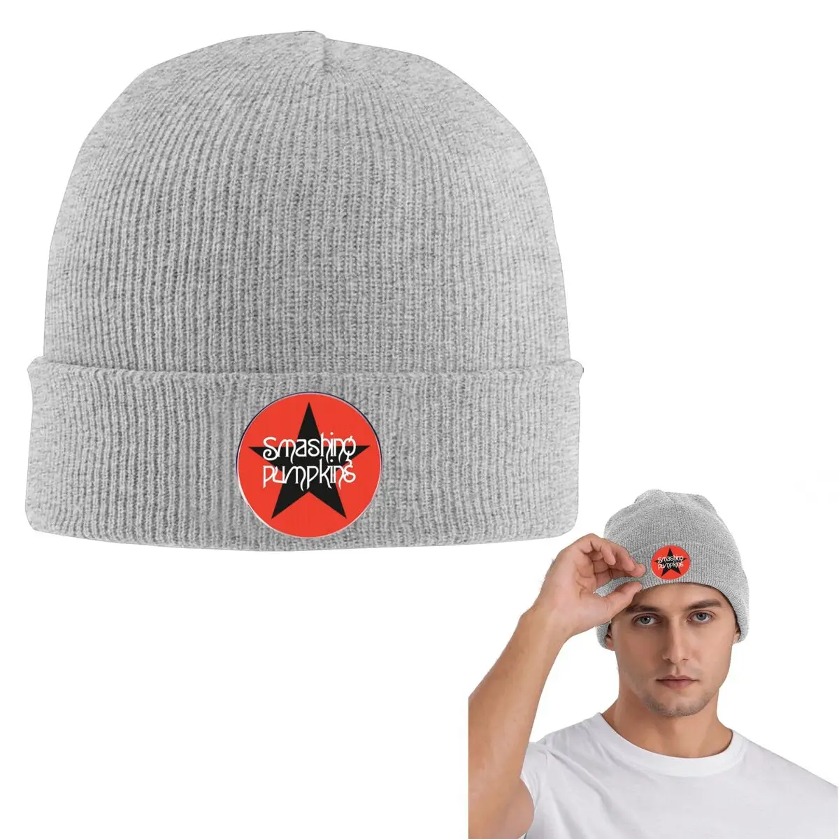 Smashing Pumpkins Warm Knitted Cap Fashion Bonnet Hat Autumn Winter Outdoor Beanies Hats for Unisex Adult