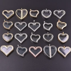 1Pc Assorted Harajuku Heart Glass Cremation Ashes Locket Pendant Sweet Love Reliquary Photo Memory Relicario Colgantes Jewelry
