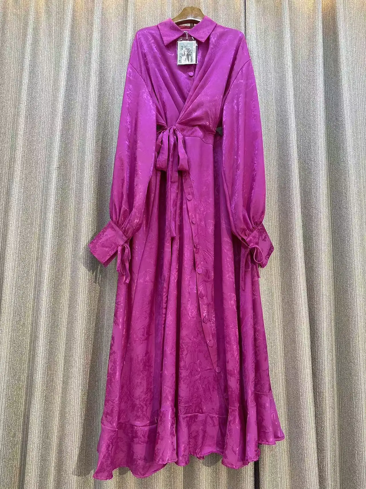 

New autumn winter long sleeve Printed Elegant button Dress Chic Vintage Evening Party Club Women korean Beach fashion clothing