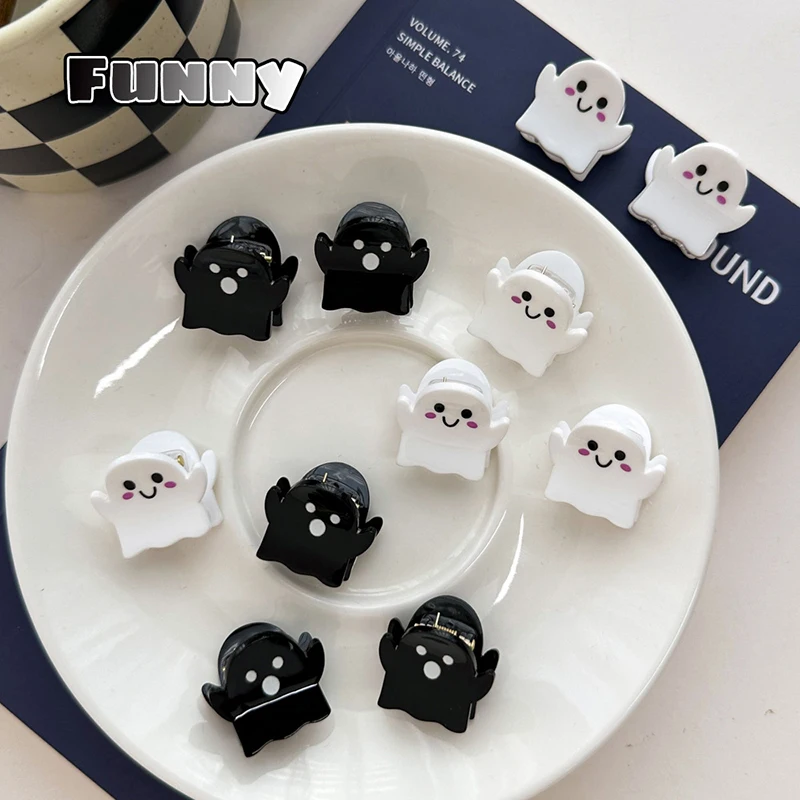 Funny Personality Black White Ghost Mini Grab Clip Cute Student Fragmented Hair Clip Festival Hair Claws Hair Accessories Gift