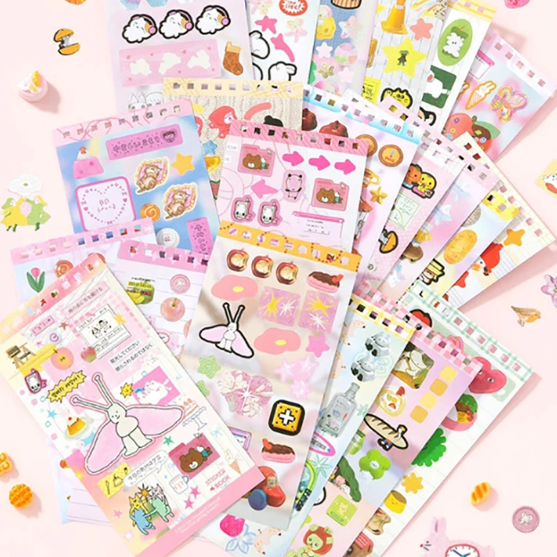 20 ورقة الكرتون PET ملصق كتاب DIY بها بنفسك مذكرات الديكور INS حساب اليد ملصقات سكرابوكينغ Kawaii القرطاسية اللوازم المدرسية